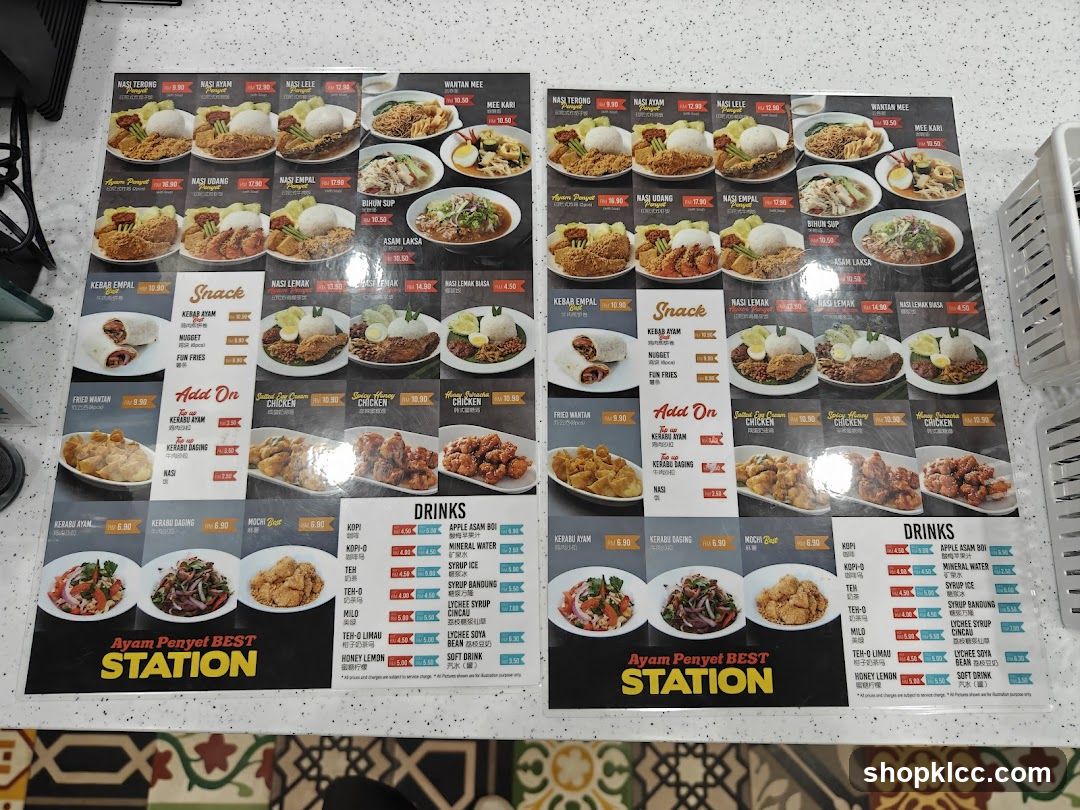 Ayam Penyet Best Station Menu