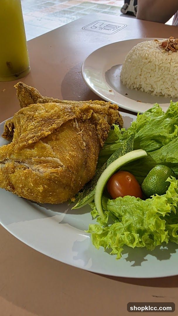 Fried Chicken with Rice and Salad