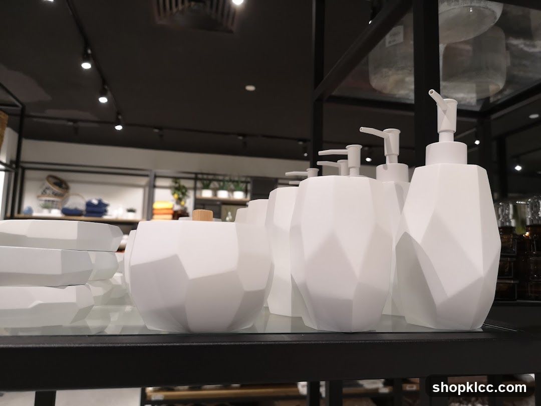 White Geometric Dispensers and Bowls