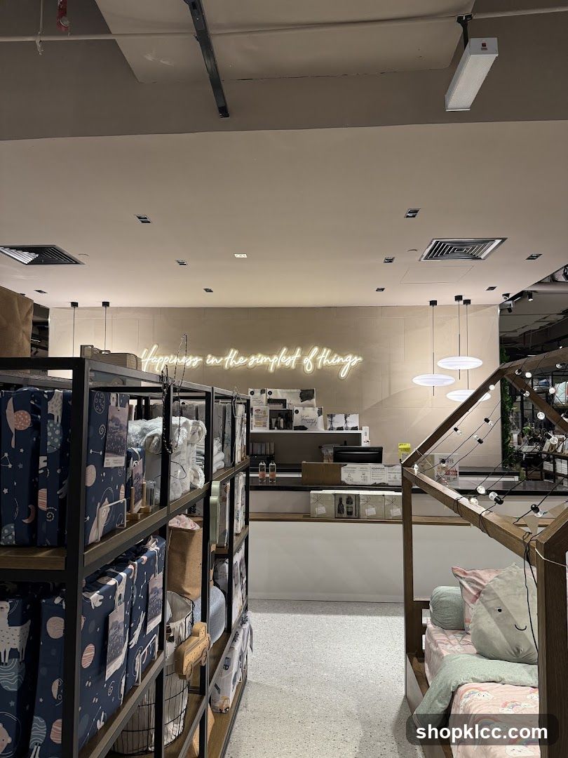 Store Interior with Shelving and Bed Display