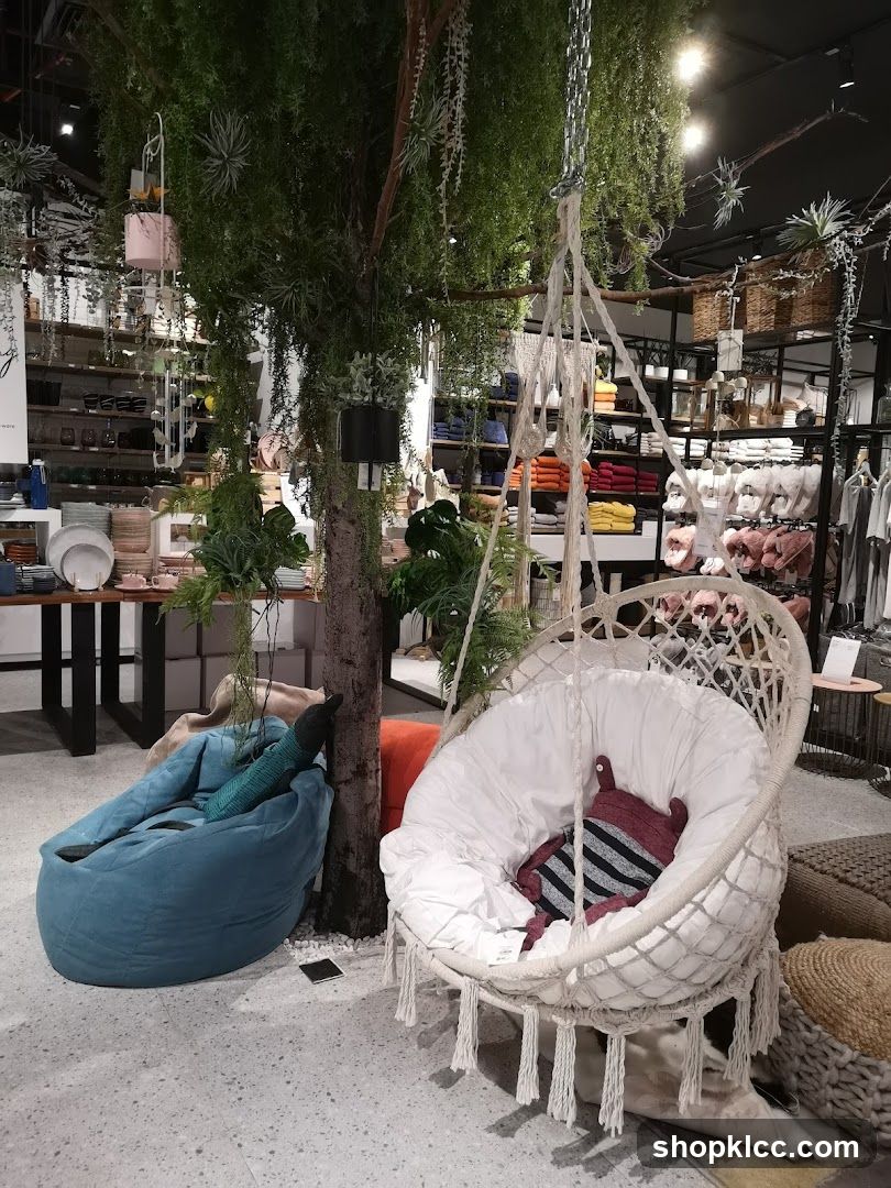 Bohemian-style seating area in a store
