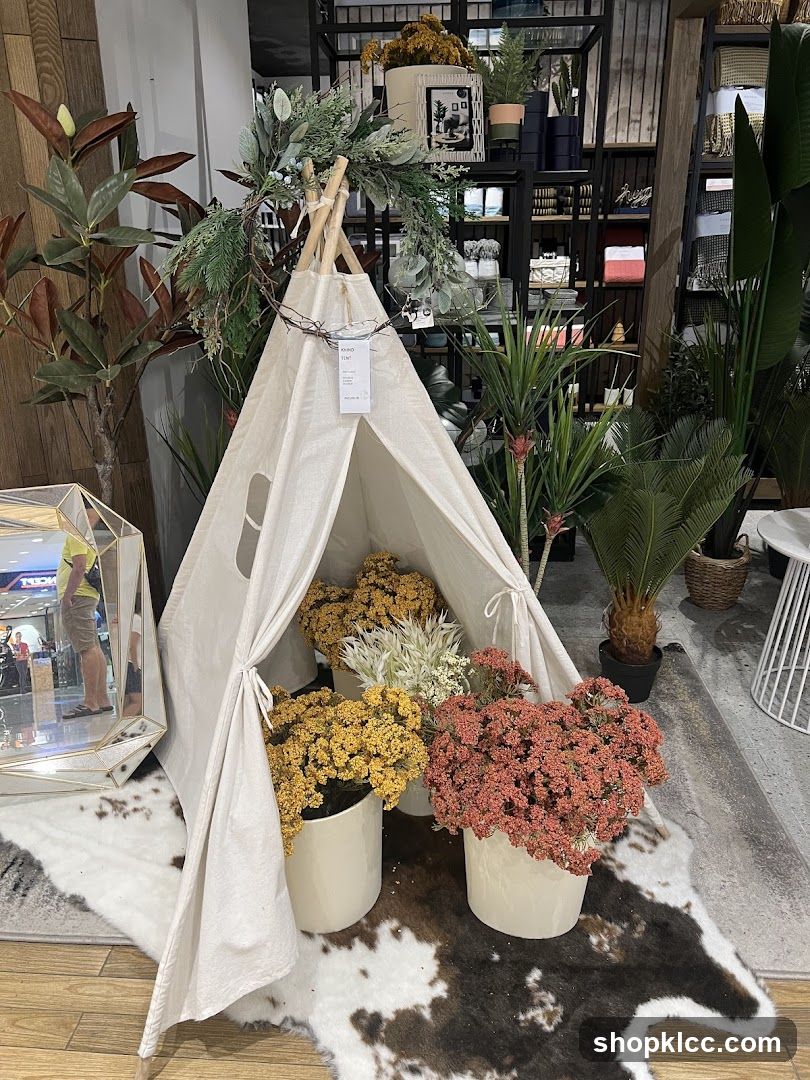 Teepee Display with Floral Arrangements