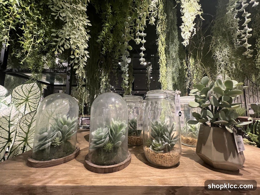 Artificial Succulents in Glass Domes and Pot