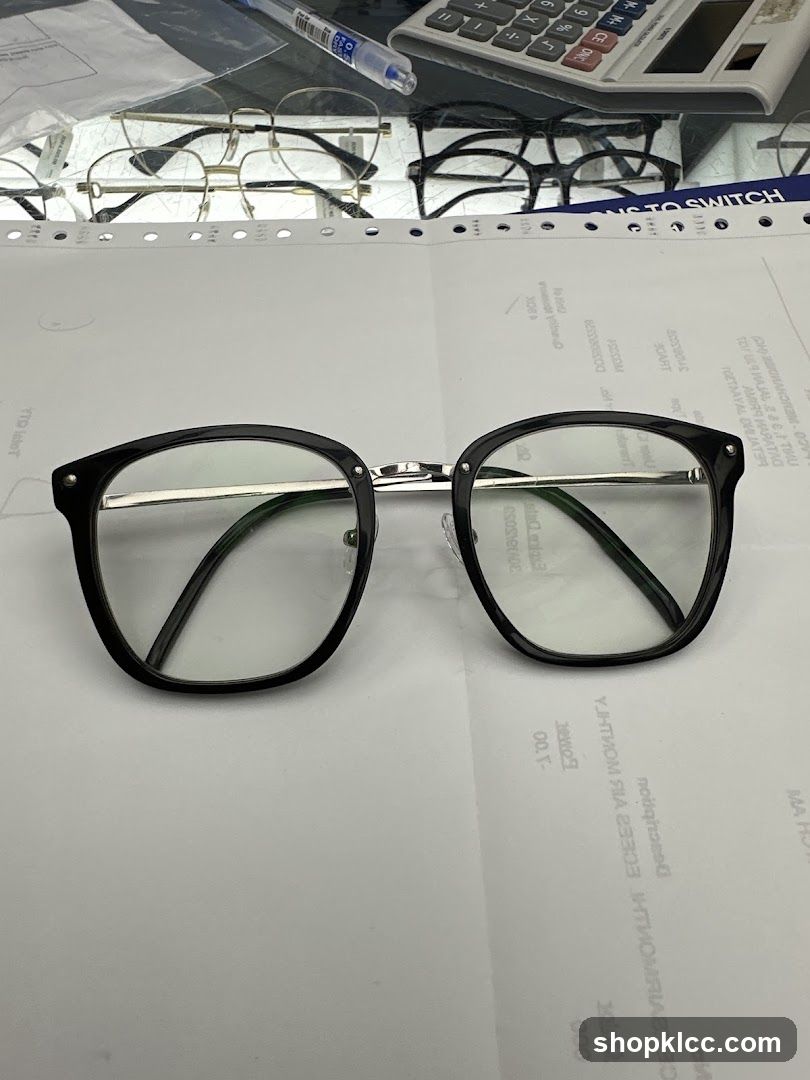 Eyeglasses on paper