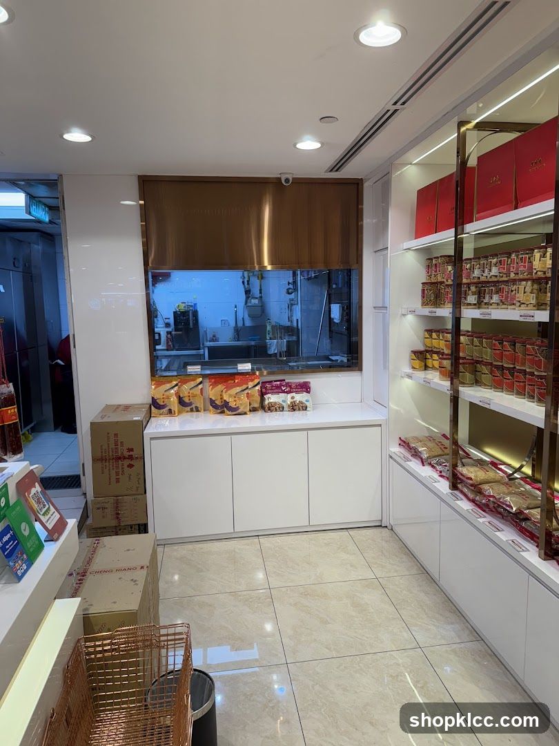 Interior of a store with shelves of packaged goods