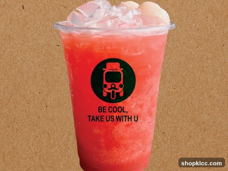 Pink Iced Drink with Logo Cup