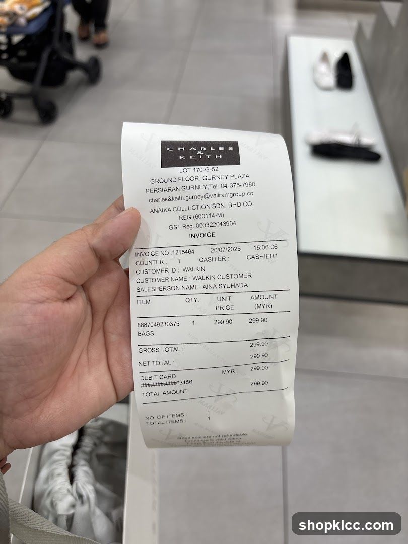Charles & Keith Receipt
