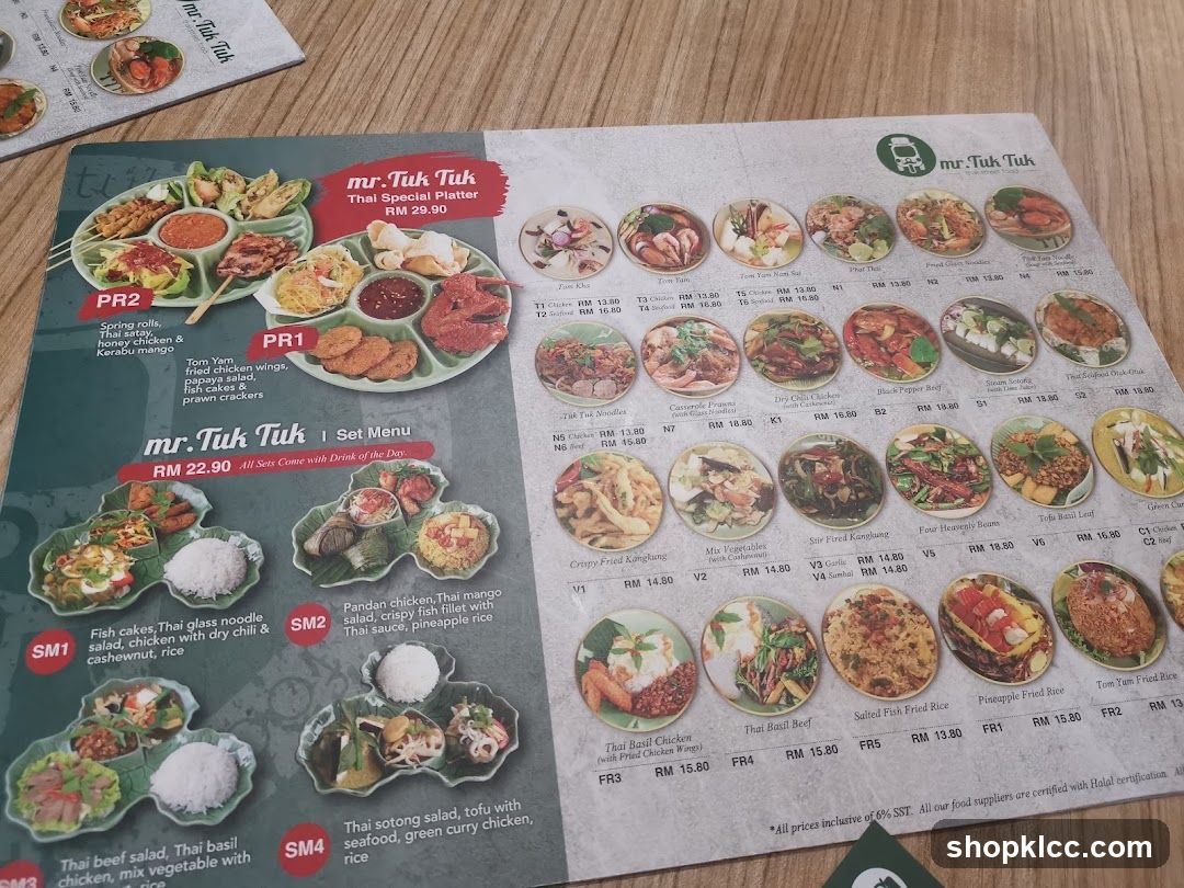 mr. Tuk Tuk Menu