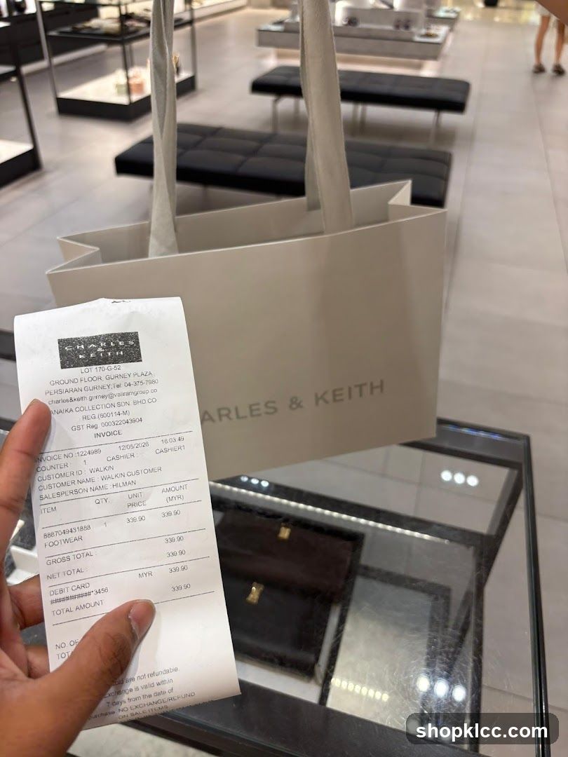 Charles & Keith Receipt and Shopping Bag
