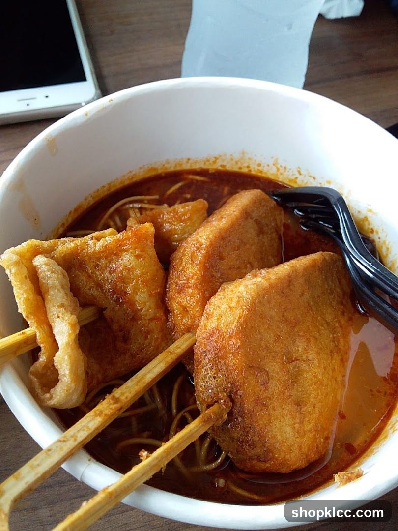 Curry Noodles with Fried Tofu and Fish Cake