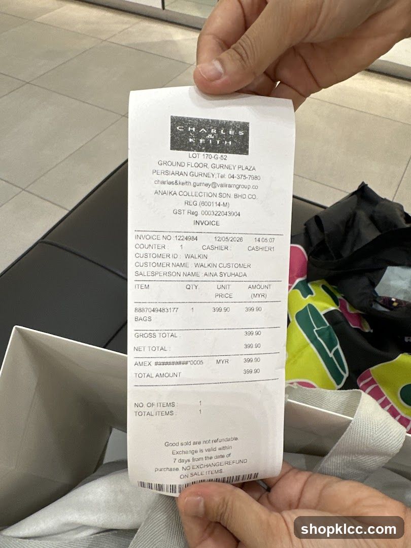 Charles Keith Receipt