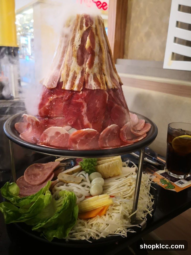 Volcano-shaped Meat and Vegetable Platter