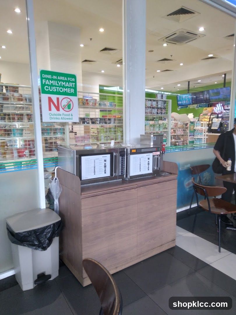 FamilyMart Interior with Dine-In Area Sign