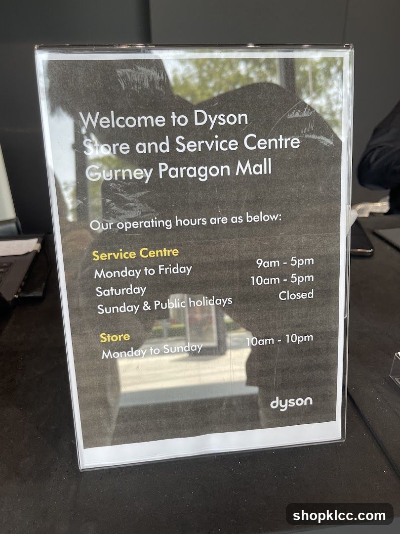 Dyson Store and Service Centre Operating Hours