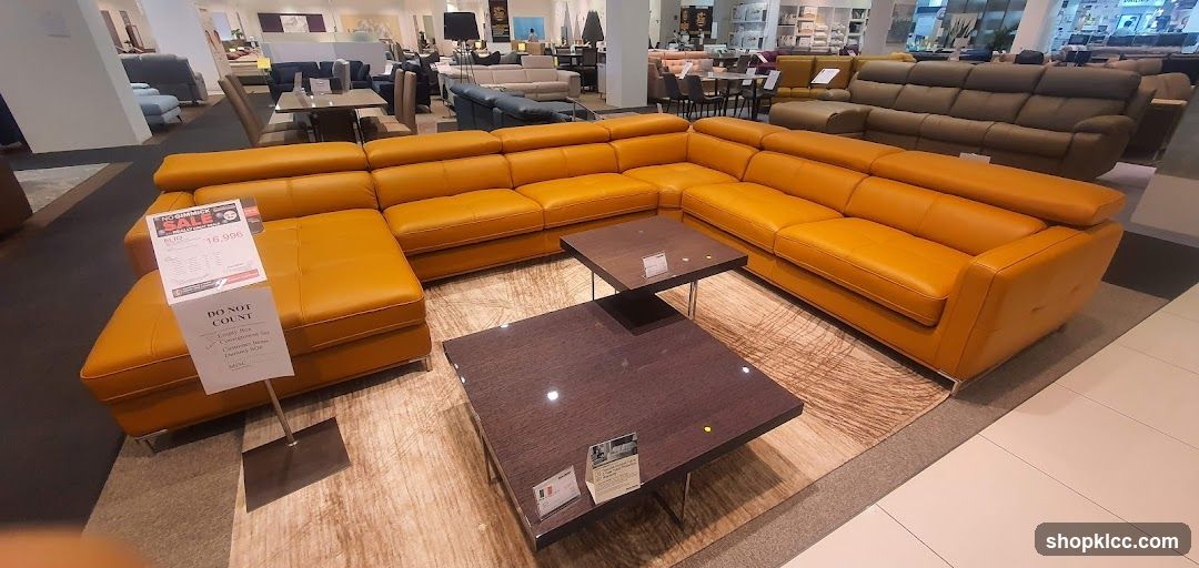 Orange Sectional Sofa with Coffee Tables