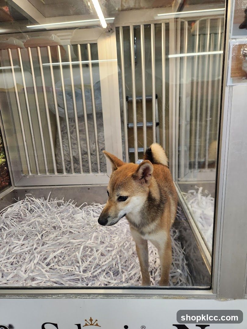 Shiba Inu in a Kennel