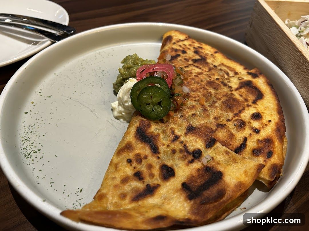 Quesadilla with Guacamole and Jalapenos
