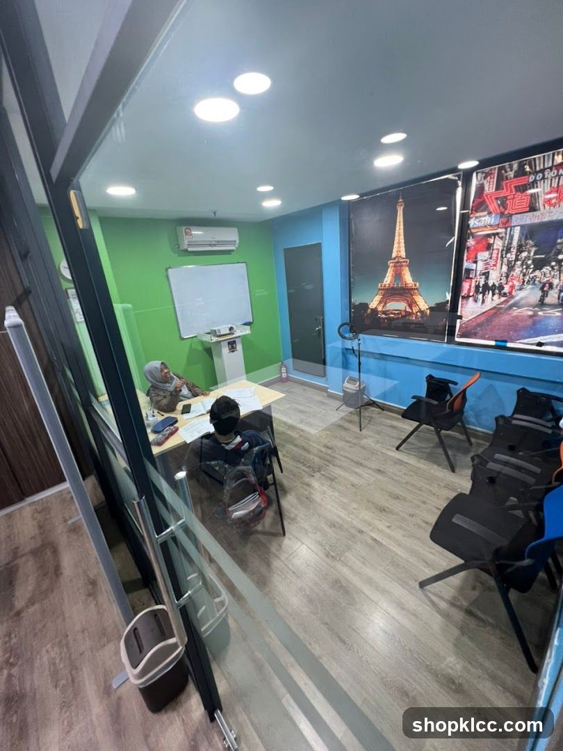 Classroom Interior with Posters and Students
