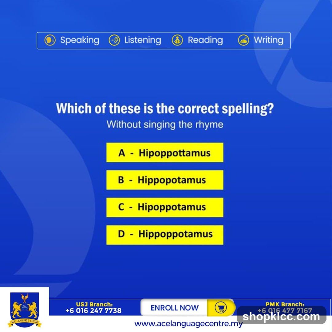 Spelling Quiz - Hippopotamus