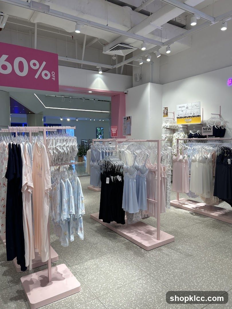 Clothing store interior with sale sign
