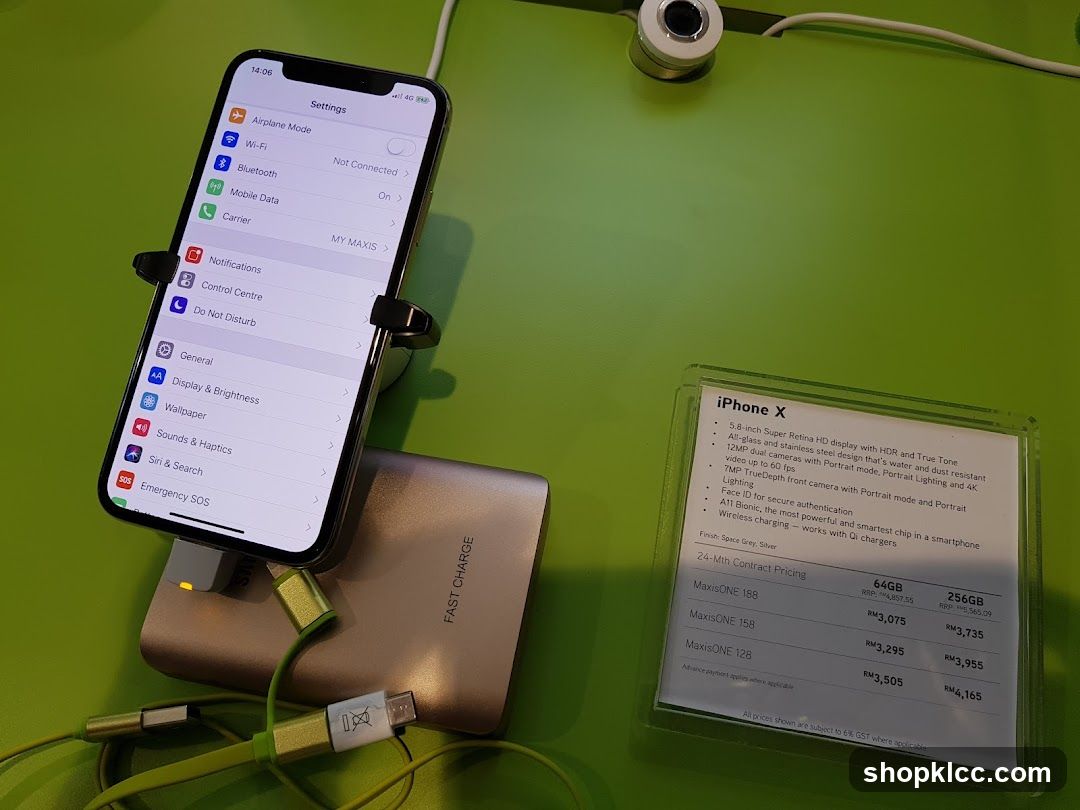 iPhone X Display with Pricing Information