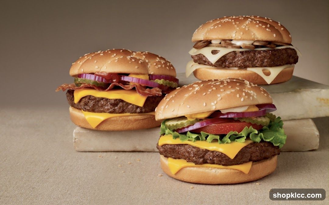 Cheeseburgers on Stone Blocks