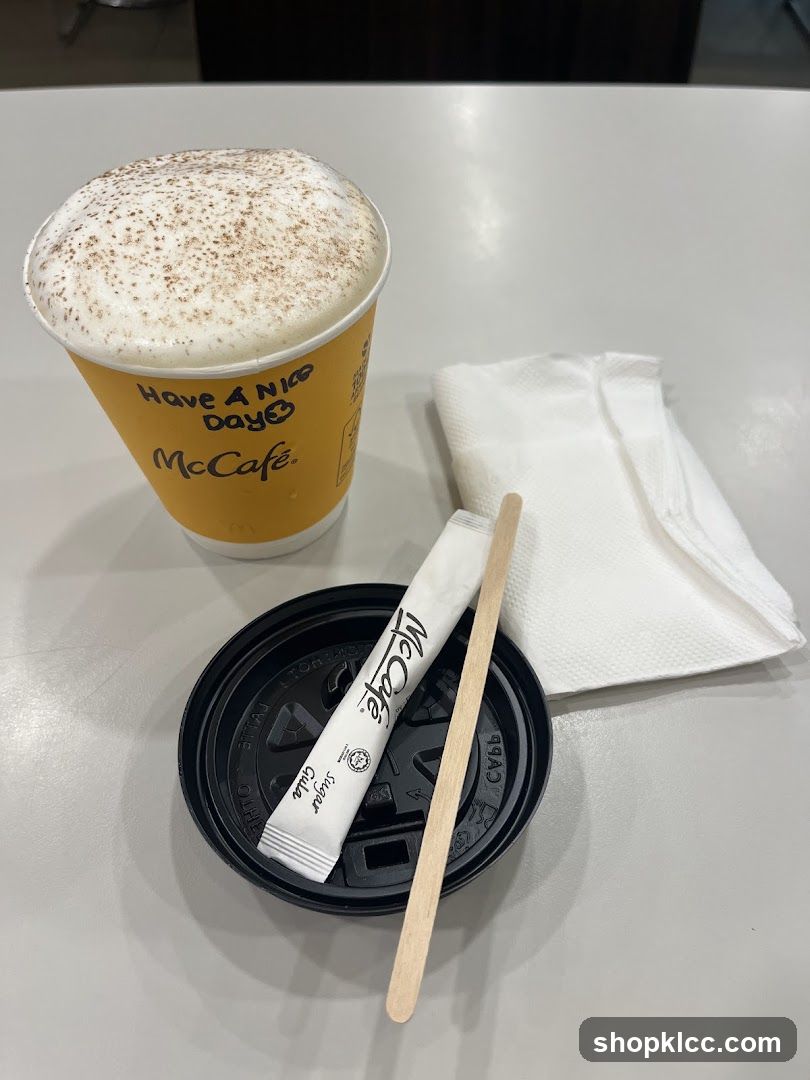 McCafé Beverage with Sugar Packet