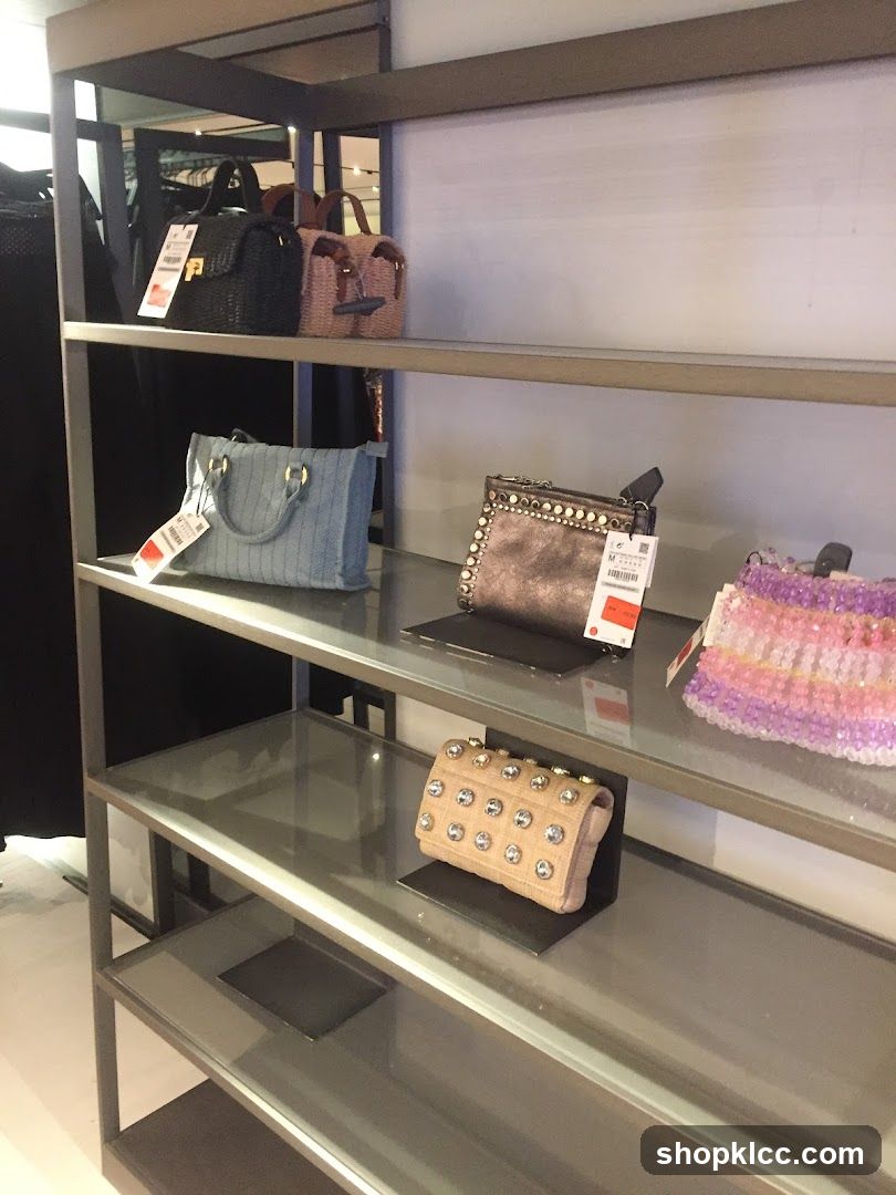Handbags on display