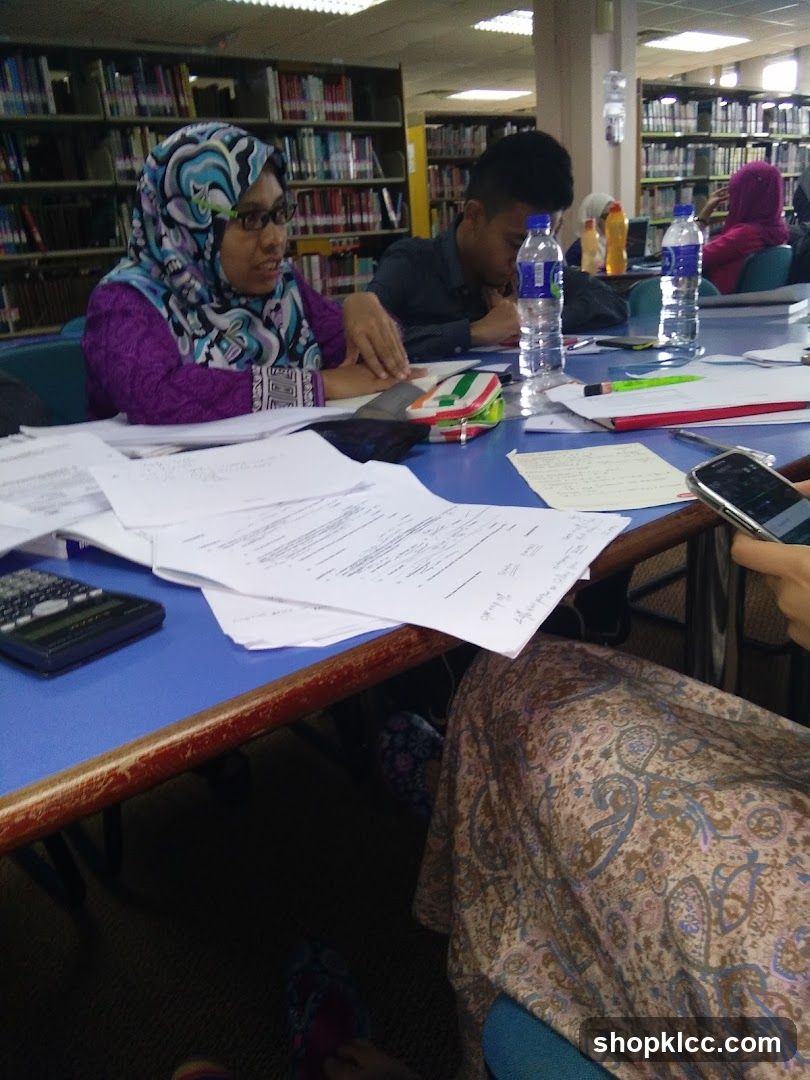 Students studying in a library