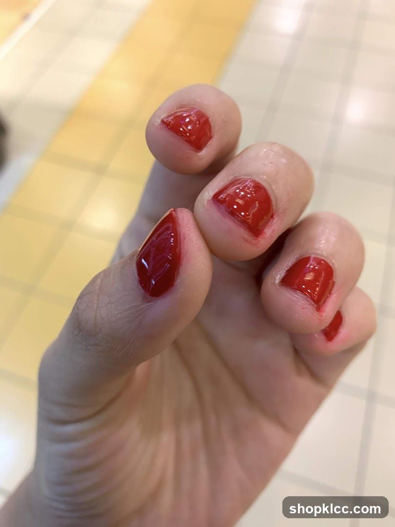 Red Nail Polish Application