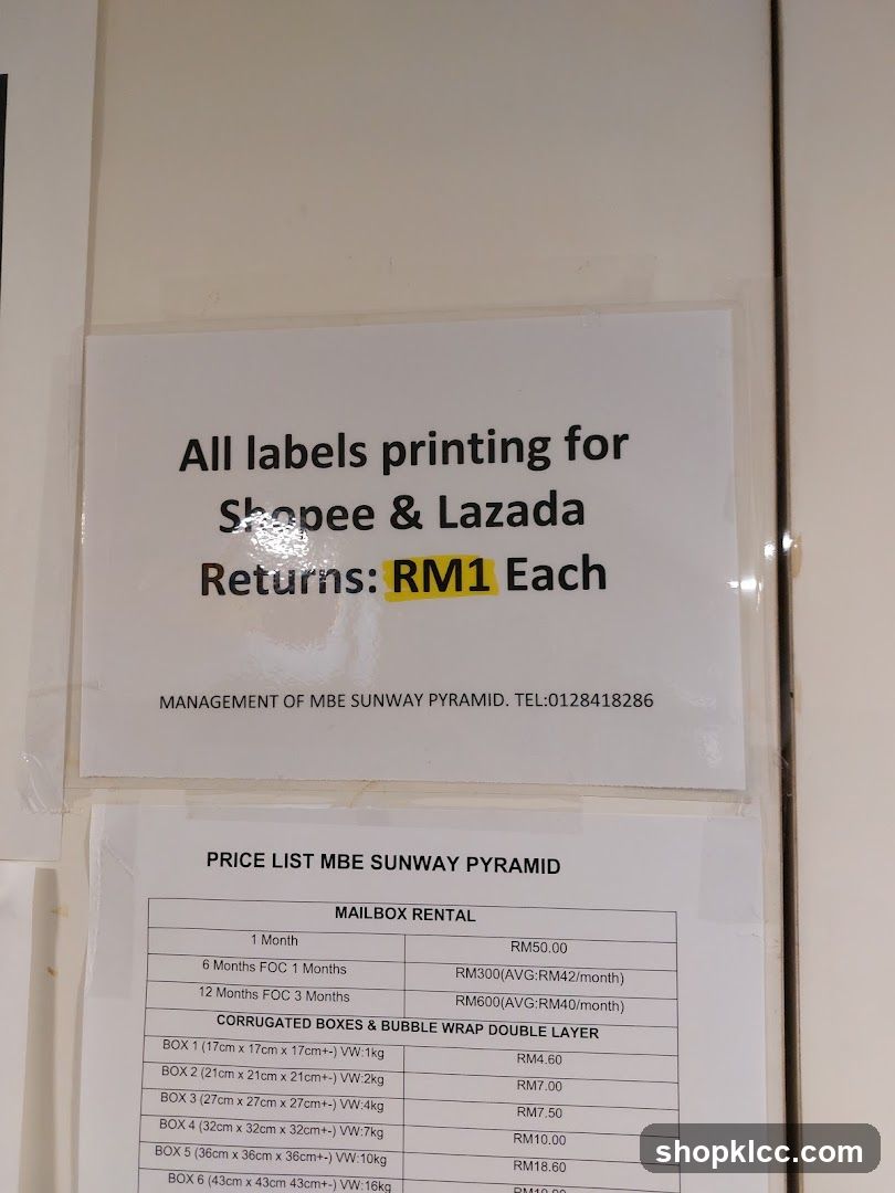 MBE Sunway Pyramid Price List