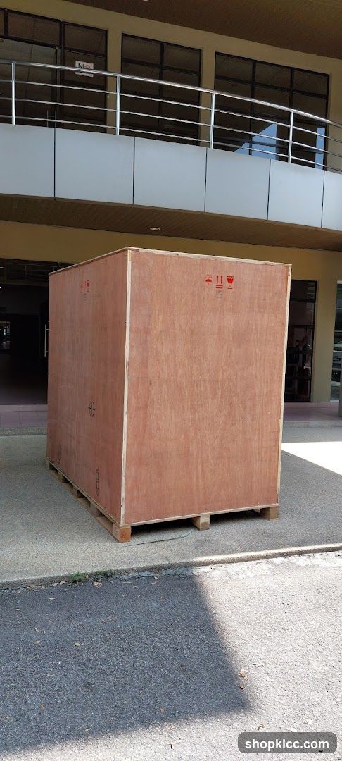 Large wooden crate on a pallet