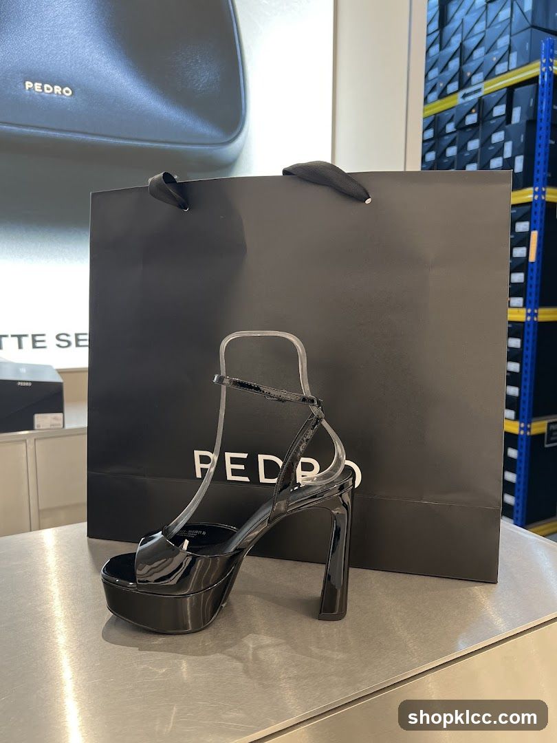 Black Platform Heels with Pedro Shopping Bag