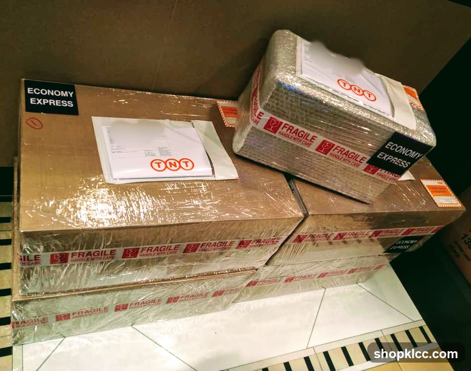 Packages with shipping labels
