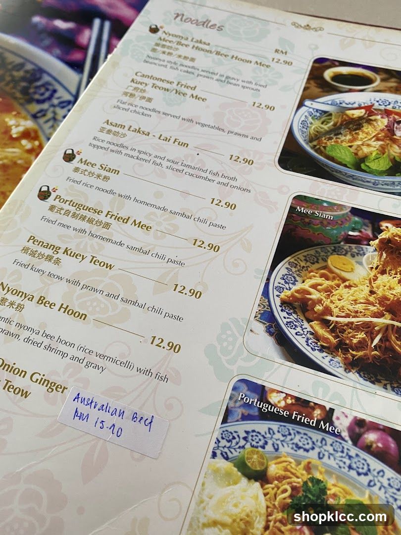 Noodles Menu