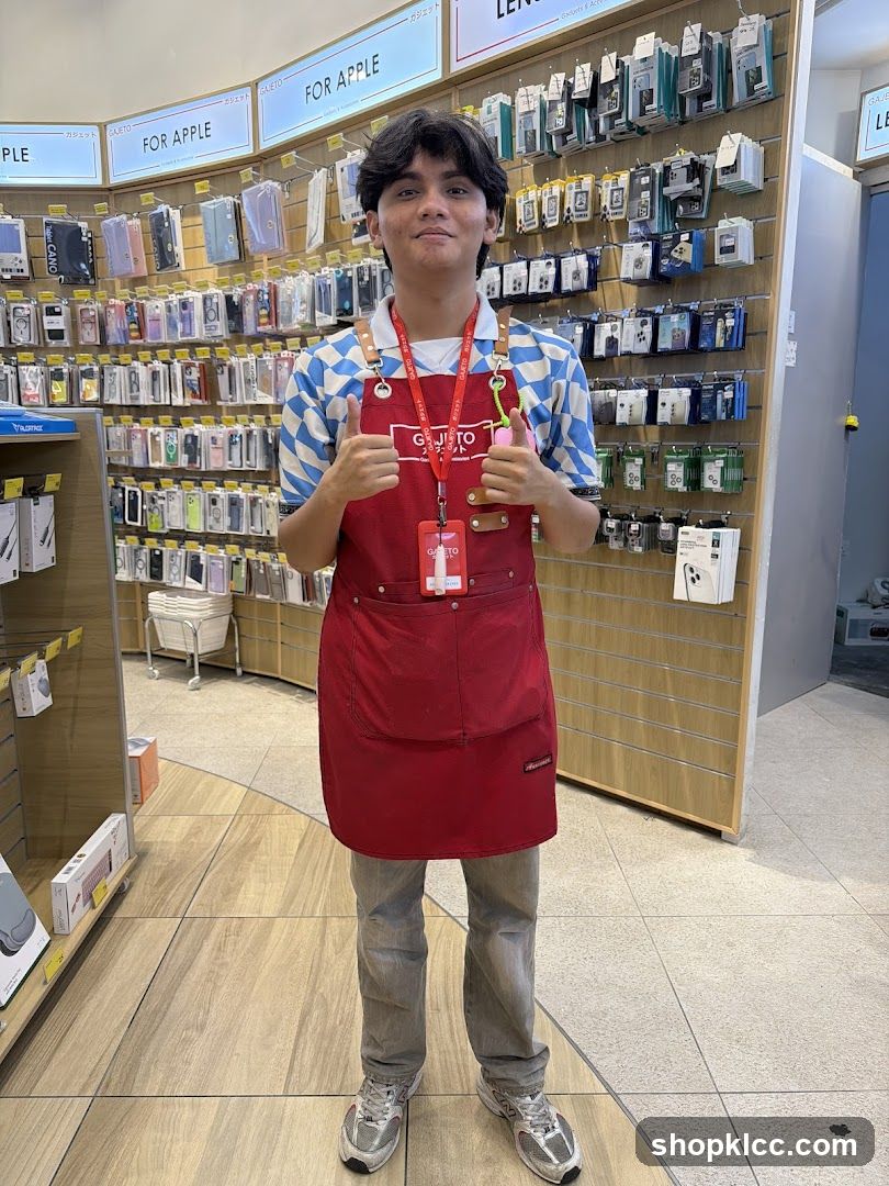 Store employee in apron