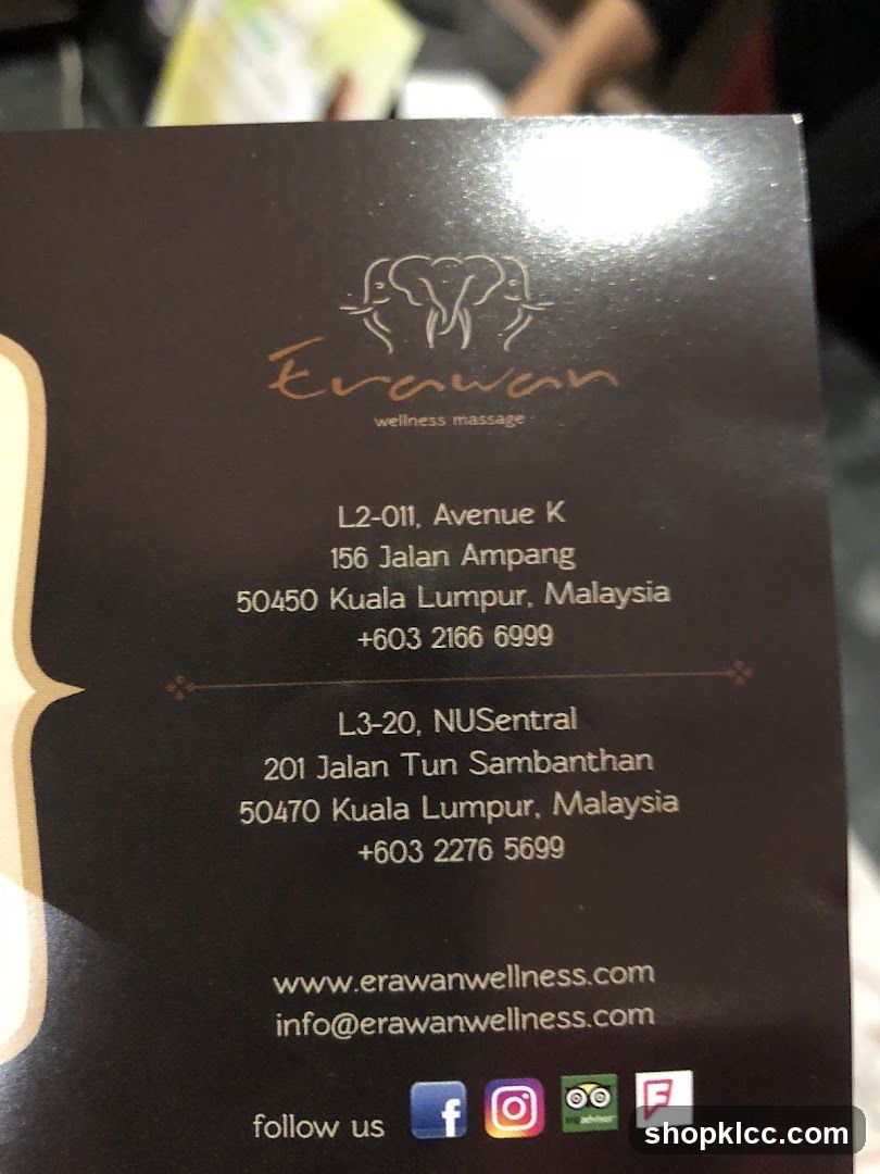 Erawan Wellness Massage Contact Information