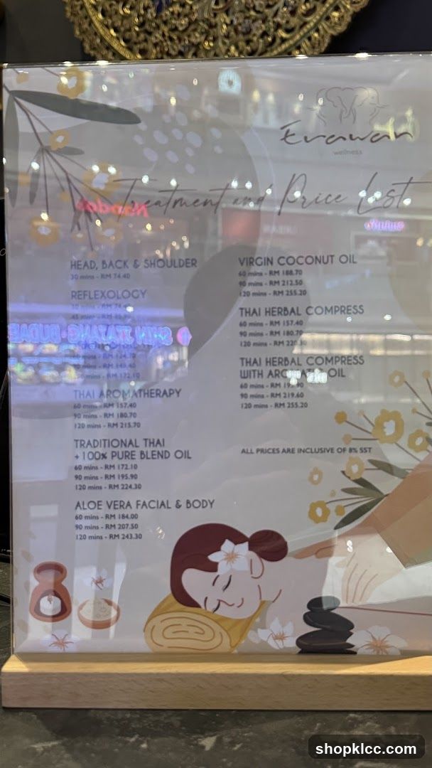 Erawan wellness Treatment and Price List