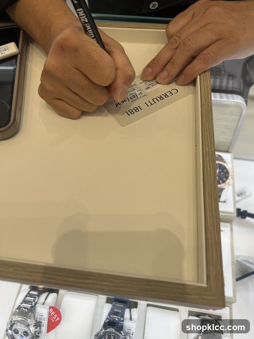 Writing on a watch tag