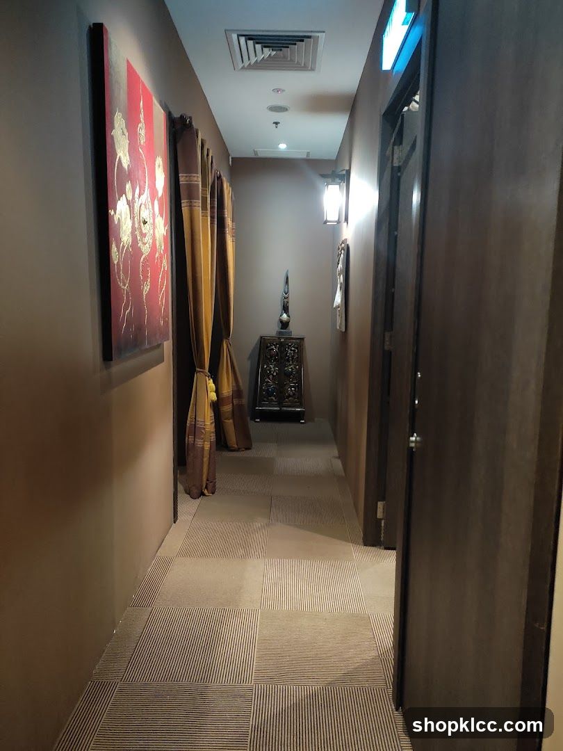 Hallway with Artwork and Curtains