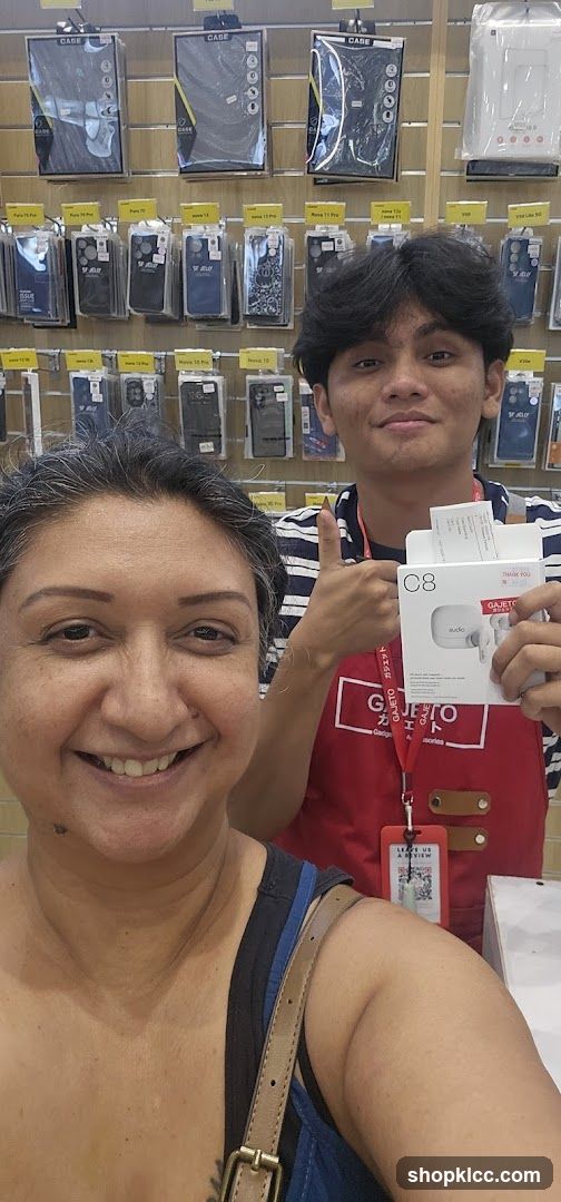 Customer and Staff with Earbuds