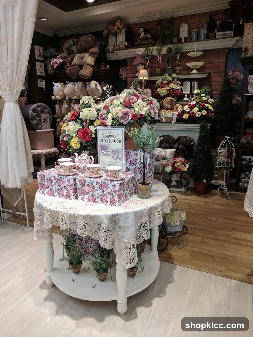 Floral Display with Tea Set