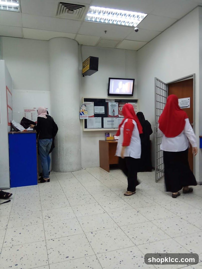 People at a service counter