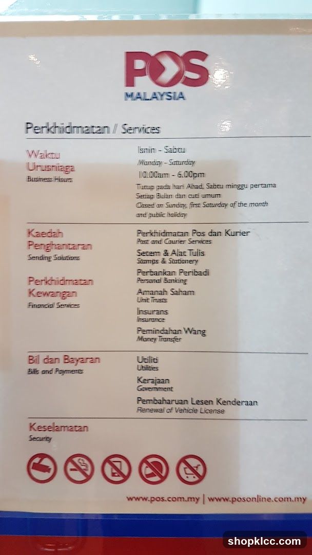 POS Malaysia Services and Hours