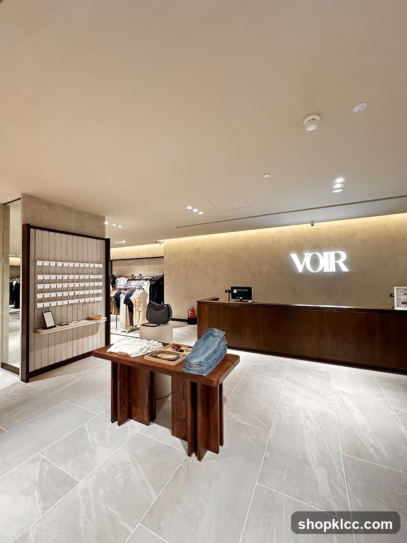 Clothing store interior with a reception desk