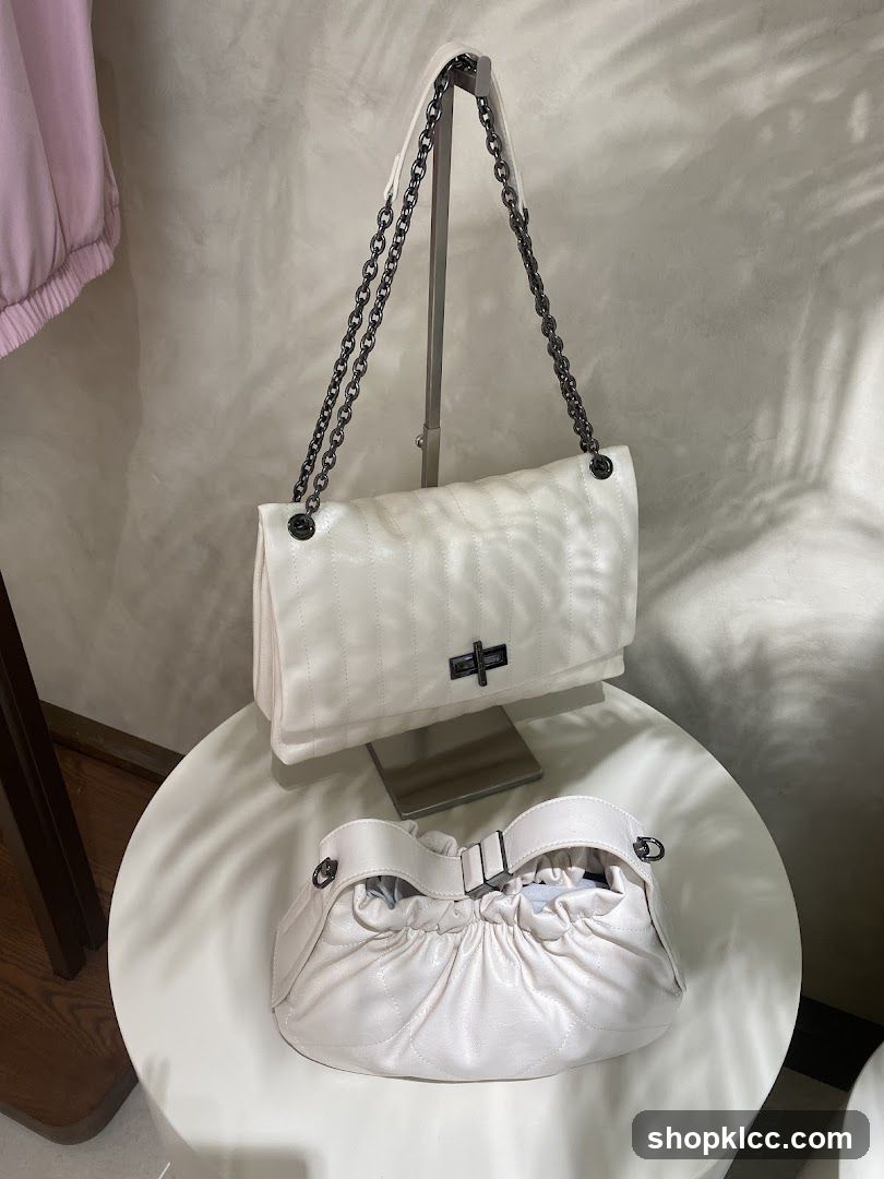 Two white quilted handbags