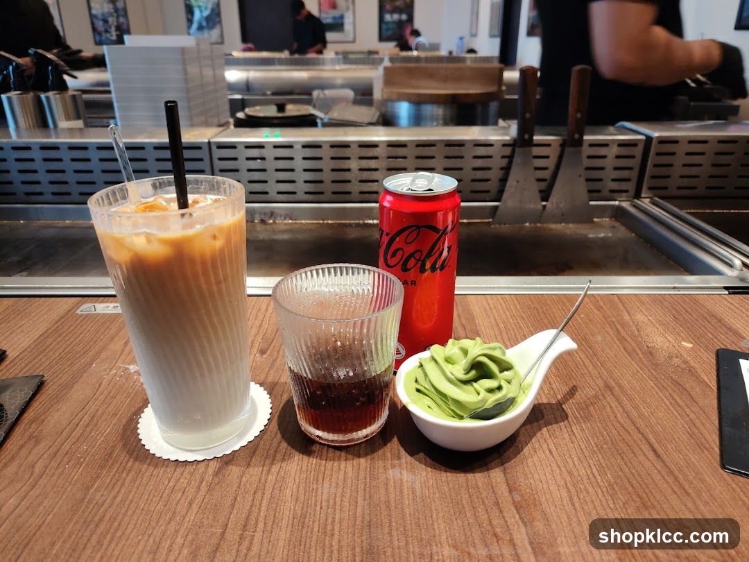 Dessert and Drinks at a Restaurant