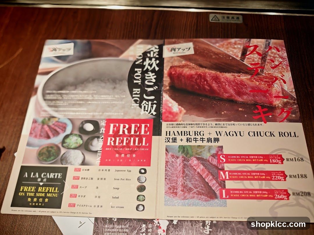 Hamburg + Wagyu Chuck Roll Menu