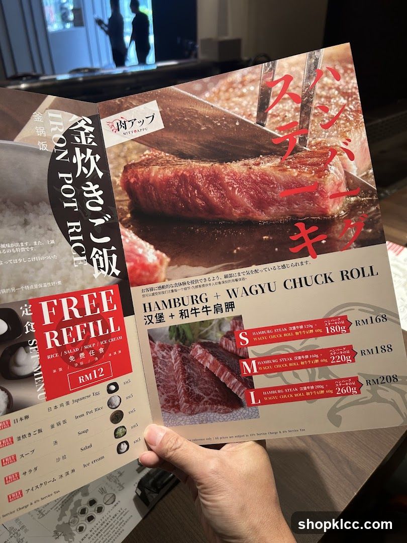 Hamburg + Wagyu Chuck Roll Menu