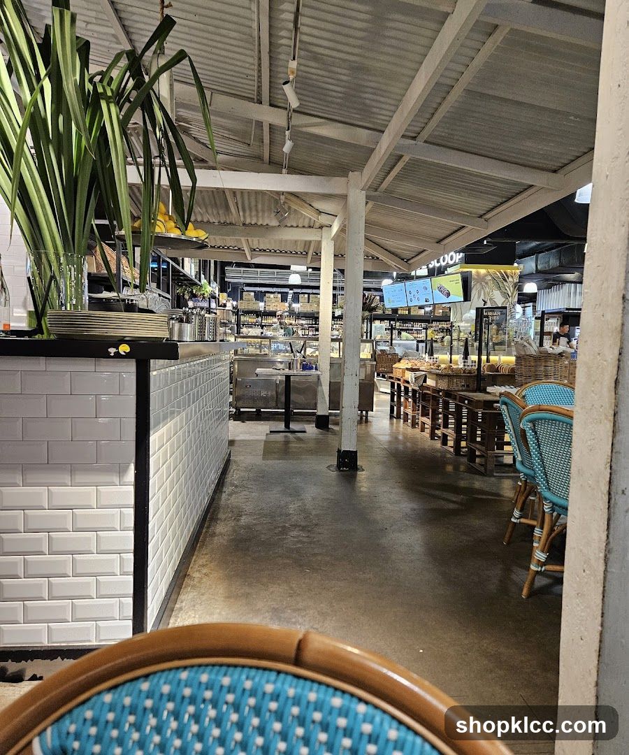 Cafe Interior with Seating and Display Cases